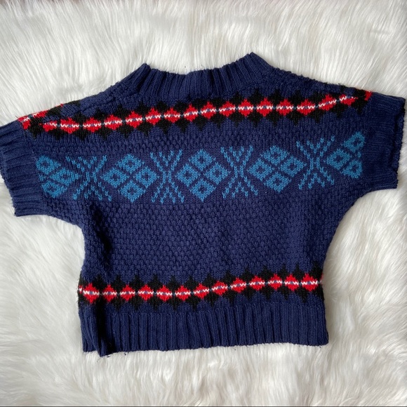 Wet Seal Short Sleeve Cropped Pattern Sweater - Picture 7 of 7